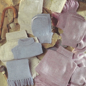 PDF Instant  Digital Download childrens ladies mens balaclava tuck in scarf knitting pattern (947)