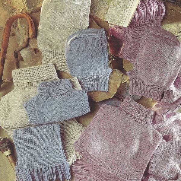 PDF Instant  Digital Download childrens ladies mens balaclava tuck in scarf knitting pattern (947)