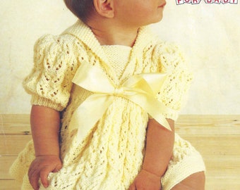 PDF Instant  Digital Download baby girls double knit dress knitting pattern 16 to 22 inch (2530)