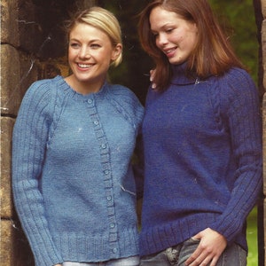 PDF Instant Digital Download ladies easy knit 32 to 44 inch sweater & cardigan knitting pattern (1707)