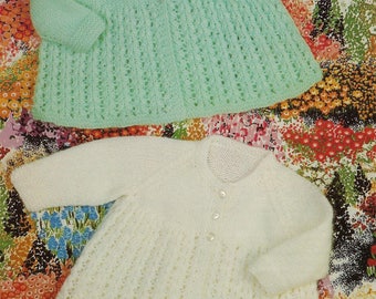 PDF Instant Digital Download baby V & round neck matinee coat knitting pattern 18/19 inch (532)