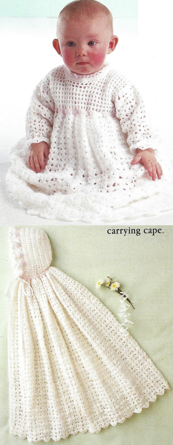 PDF Instant Digital Download Baby Boy Girl Crochet Christening Dress Cape Pattern 16 to 20 Inch 806 Etsy Canada