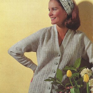 PDF Instant Digital Download ladies raglan cardigan knitting pattern 34 to 40 inch (1776)