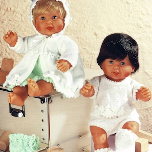 Instant PDF Digital Download 4 ply Tiny Tears Baby Alive dolls clothes knitting pattern 14 inch  (648)