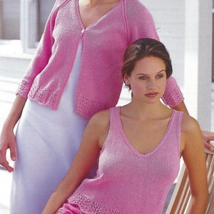 PDF Instant  Digital Download ladies vest & cardigan east knit pattern  32 to 42 inch (2068)