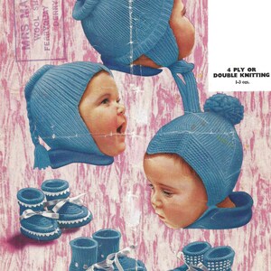 PDF Instant  Digital Download baby bootees  & helmets knitting pattern knitting pattern (878)