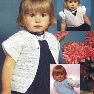 PDF Instant Digital Download baby child slipover waistcoat crossover knitting pattern 18 to 22 inch (1545)