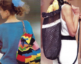 PDF Instant Digital Download knitted duffle bag & crochet bag pattern (1751)