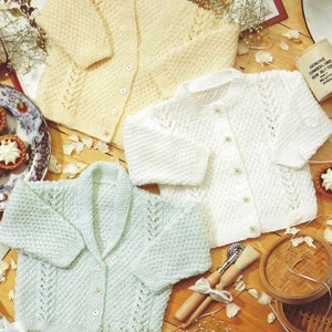 FREE ALMOST   Instant PDF Digital Download baby V round an cardigans with collar knitting pattern 12 to 24 inch (2653)