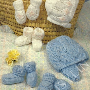 PDF Instant Digital Download baby hats mitts & bootees pattern birth to 12 months (197)