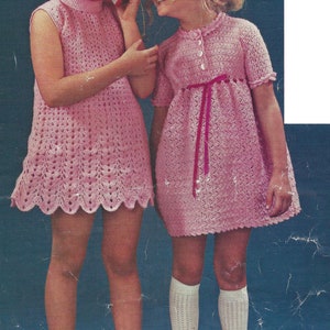 PDF Instant Digital Download girls baby crochet sleeveless  short sleeved dress pattern 22 to 28 inch (1635)