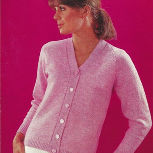 Instant PDF Digital Download ladies easy knit cardigan knitting pattern 34/40 inch (1286)
