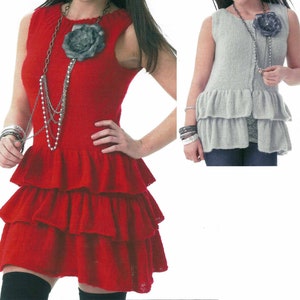 PDF Instant  Digital Download ladies girls dress & sleeveless cardigan knitting pattern 30 to 40 inch (2623)