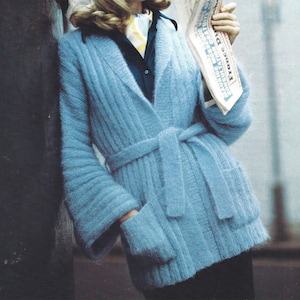 PDF Instant  Digital Download ladies car coat cardigan jacket knitting pattern 32 to 38 inch (989)