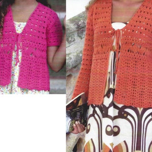 PDF Instant Digital Download girls ladies short long sleeves crochet cardigan pattern 24 to 46 inch (1898)