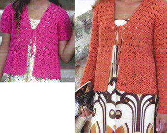 PDF Instant Digital Download girls ladies short long sleeves crochet cardigan pattern 24 to 46 inch (1898)