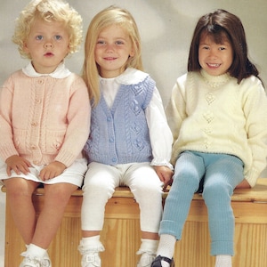 PDF Instant Digital Download baby child double knit sweater cardigan waistcoat knitting pattern 18 to 28 inch (1875)