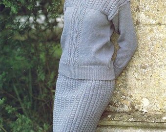 PDF Instant  Digital Download ladies sweater and skirt knitting pattern 30 to 40 inch (992)