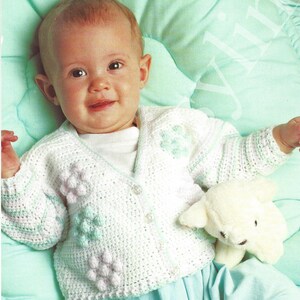 PDF Instant Digital Download baby jacket in relief trebles in 4 ply crochet pattern 16 to 20 inch chest (135)