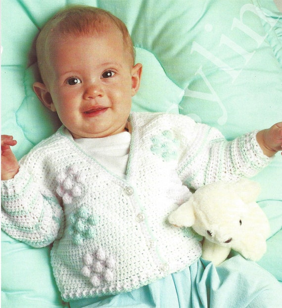 PDF Instant Digital Download Baby Jacket in Relief Trebles in 4 Ply Crochet Pattern 16 to 20 Inch Chest 135 Etsy