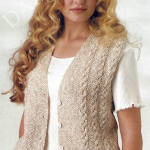Instant PDF Digital Download ladies waistcoat 30 to 40 inch bust double knit knitting pattern  (219)