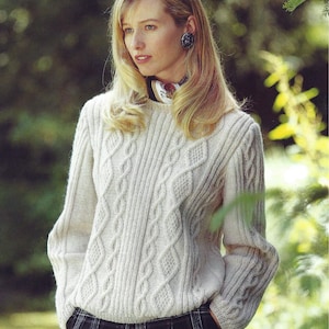 PDF Instant  Digital Download ladies girls sweater knitting pattern 30 to 44 inch larger sizes (2006)
