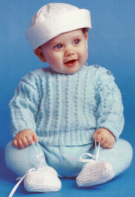 Instant PDF Digital Download Baby Crew Neck Sweater Leggings Knitting Pattern 16 to 20 Inch 1388 Etsy Canada