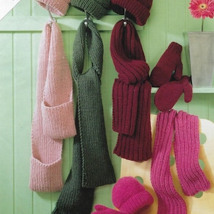 PDF Instant  Digital Download child adult super chunky easy knit hats scarves mitts knitting pattern (605)