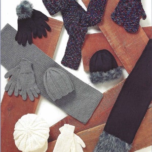 PDF Instant  Digital Download  ladies easy knit scarves hats gloves mittens knitting pattern (2900)