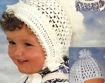 PDF Instant  Digital Download baby crochet bonnet & helmet pattern christening (2772)