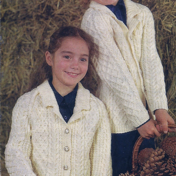 PDF Instant  Digital Download childs jacket knitting pattern double double or double knit 28/35 inch (1209)