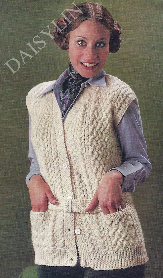 PDF Instant Digital Download Ladies Waistcoat With Belt Knitting