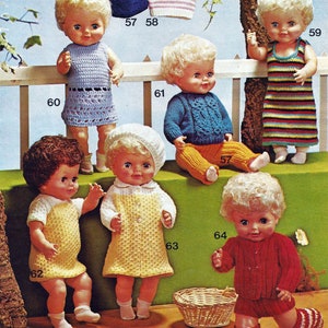 PDF Instant Digital Download 6 dolls outfits knitting crochet pattern tiny tears baby alive 18 inch (1049)