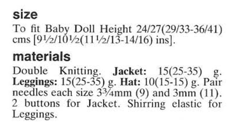 2108 PDF Instant Digital Download premature baby doll hat leggings jacket 9 to 16 inch