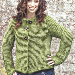 PDF Instant  Digital Download ladies easy fast knit jacket knitting pattern 32 to 42 inch (259)