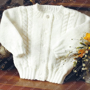 PDF Instant Digital Download easy knit baby   girl cardigan knitting pattern double knit ages 16/26 inch (390)