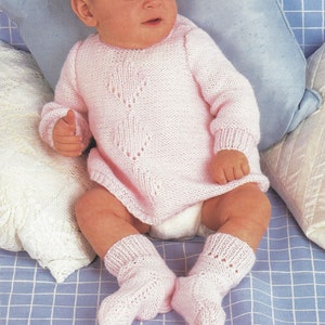 PDF Instant Digital Download baby angel top & socks knitting pattern 14 to 18 inch easy knit pattern (1607)