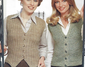 Instant digital download PDF easy knit ladies waistcoat knitting pattern 32 to 38 inch double knit (1801)