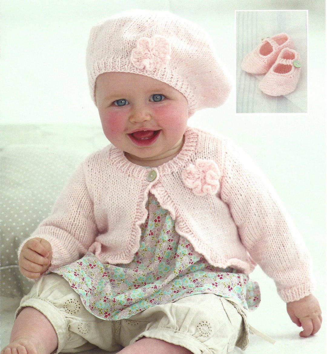 PDF Instant Digital Download Easy Knit Baby Cardigan Beret and - Etsy UK
