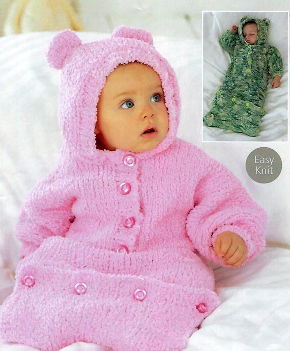 Instant Digital Download PDF Baby Easy Knit Sleeping Bag Chunky