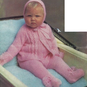 Instant PDF Digital Download baby pram set knitting pattern 20/21 inch double knit (1369)
