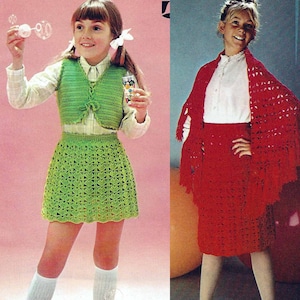 PDF Instant Digital Download girls flamenco bolero skirt & shawl crochet pattern 24 to 32 inch (2538)