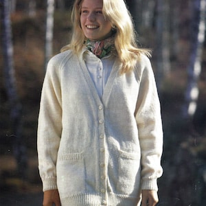 PDF Instant  Digital Download  ladies easy knit cardigan 4 ply aran DK chunky knitting pattern 32 to 42 inch (980)