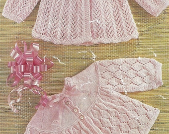 PDF Instant Download baby matinee coats knitting pattern 17 to 19 inch (646)