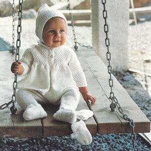 PDF Instant  Digital Download baby coat leggings bonnet hood & mitts knitting pattern (1165)