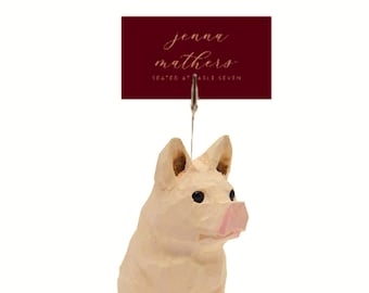 Pig Wood Place Card Holder Memo Photo Note Signage Menu Clip Clamp Base Wedding Business Pork Barn Cattle Ranch