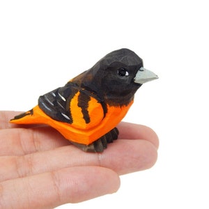 Oriole Bird Figurine Decoration Baltimore Orchard Statue Black Orange Miniature Wooden American Song Oscine Art Carved Small Animals