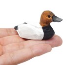 Miniature (Canvasback) Hand-Painted Wooden Duck Folk Art Decoy Mini Carved Bird Ornament Drake Male Figurine Small Animals Collectible