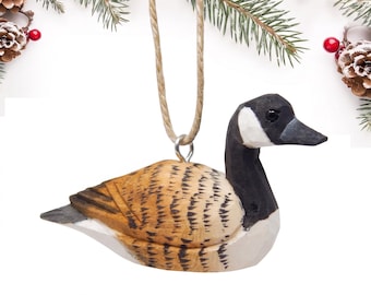 Canada Goose Wooden Ornament | Hand-Carved Bird Rustic Decor Gift