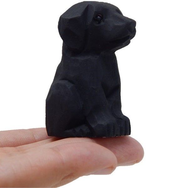 Black Labrador Retriever Dog Puppy Wooden Figurine Handcrafted Statue Unique Lover Gift Pet Lover Home Decor